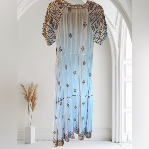 NEW FREE PEOPLE Riley Embroidered Maxi Dress Lavender‎ Purple Boho Peasant XS-M - Picture 2 of 16